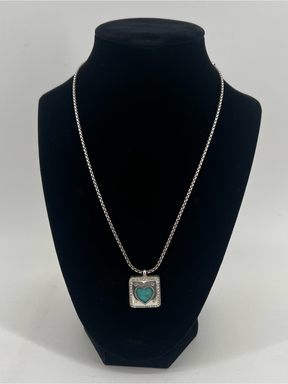 Brighton Turquoise Necklace Open Hearted Square Pendant Western Boho
